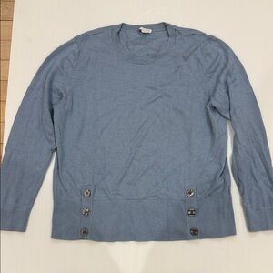 J. Jill Men's Light Blue Crewneck Sweater with Button Accents